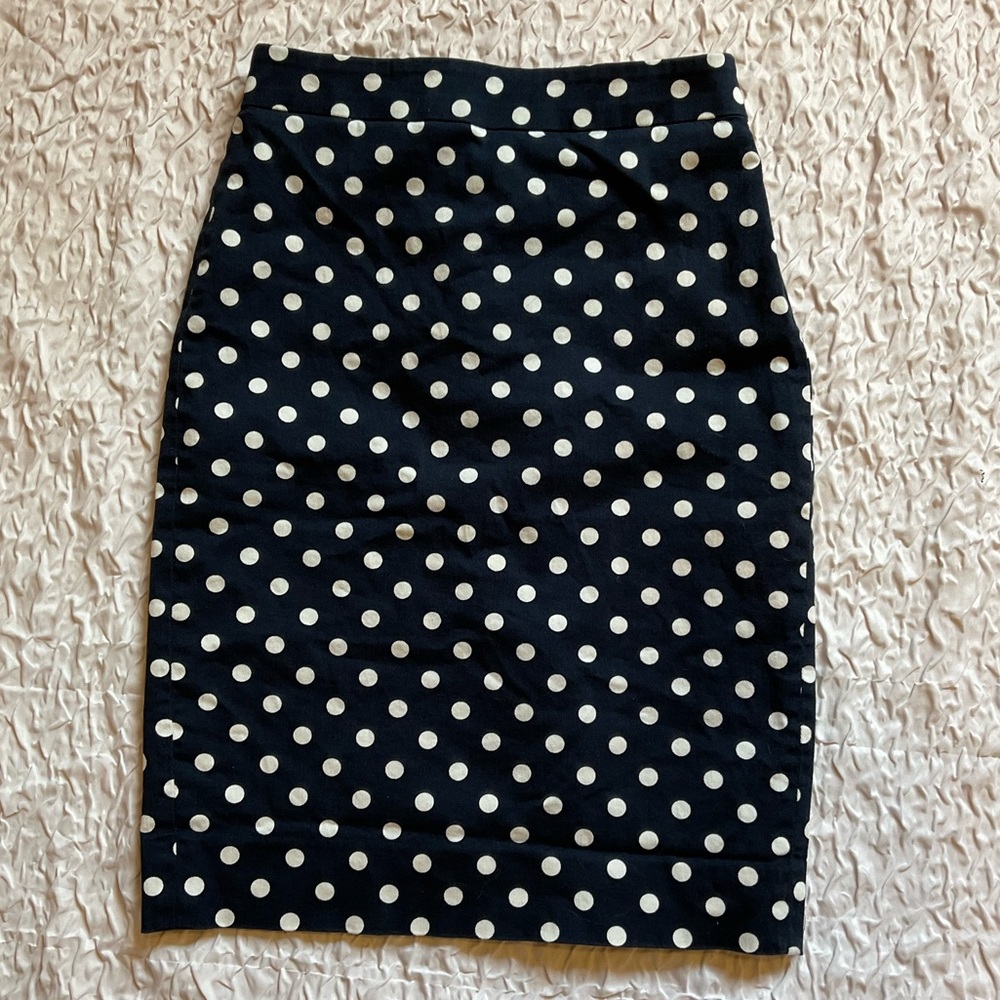 J.Crew pencil No.2 skirt in polka-dot navy white size 2